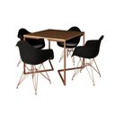 Ver imagem 6 de Mesa Jantar Industrial Amêndoa 90Cm Quadrada Base Cobre V C/4 Poltronas Pretas Pés Co Cor: Amendoa