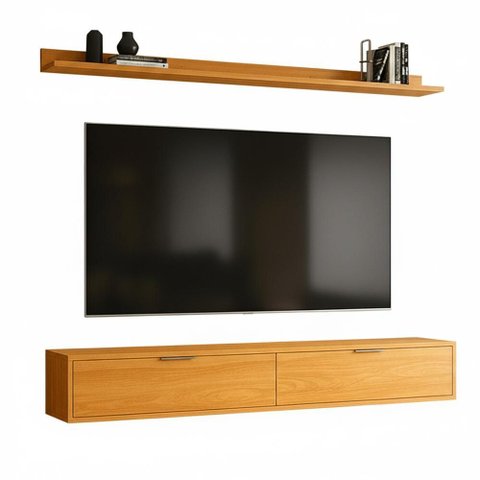 Rack Tv 75 Pol. Suspenso 180cm 2 Portas Lila Cinamomo Z49 - Mpozenato