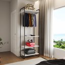 Ver imagem 1 de Modulo Closet Industrial Cabideiro Ferro Preto Branco