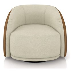 Poltrona Eva 87cm Giratoria Boucle Suave Bege Corino Terracota Premiun para Sala Luxo - 3
