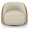 Ver imagem 3 de Poltrona Eva 87cm Giratoria Boucle Suave Bege Corino Terracota Premiun para Sala Luxo