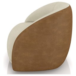 Poltrona Eva 87cm Giratoria Boucle Suave Bege Corino Terracota Premiun para Sala Luxo - 4