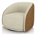 Ver imagem 2 de Poltrona Eva 87cm Giratoria Boucle Suave Bege Corino Terracota Premiun para Sala Luxo