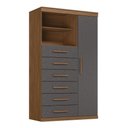 Ver imagem 4 de Cômoda Multiuso 1 Porta 6 Gavetas Maraba 1.6 Jatoba Grafite Santos Andirá