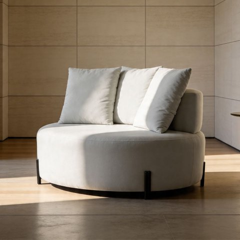 Poltrona Orgânica Chaise 2 Lugares 180cm Pés Industrial Zain K01 Veludo Bege - Lyam Decor