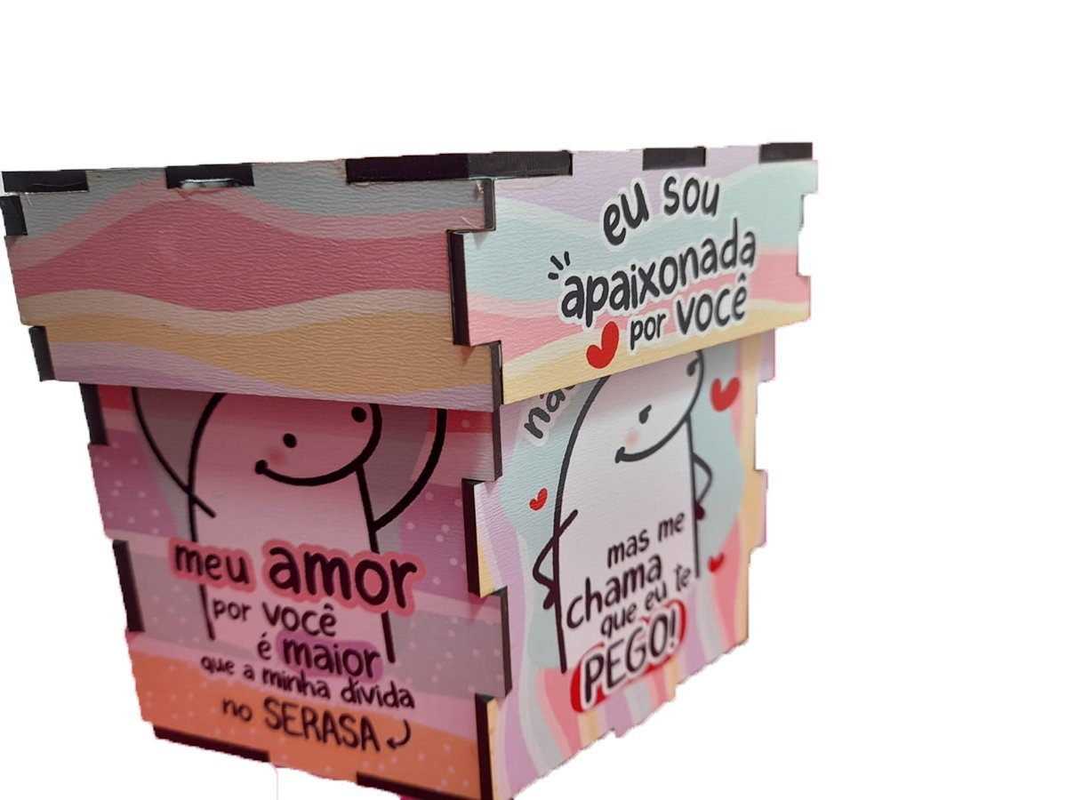 Caixa Frases Divertidas Flork Bento para Namorados com chocolates