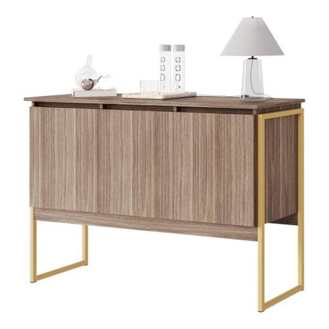 Buffet Olívia 3 Portas sem Prateleiras MDP 120cm Dourado Casah