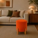 Ver imagem 2 de Kit 2 Puff Redondo Terracota para Sala Quarto Belize Veludo com Pés Madeira