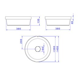 Cuba De Sobrepor Deca Slim 40X40 L.22040.85 Redonda Soft Antracite - 5