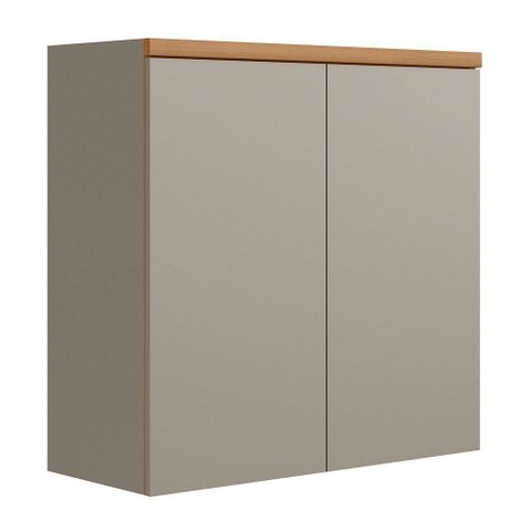 Aéreo Duplo Arya 80cm 2 Portas MDF Jequitibá e Gris Fosco Sallar Home
