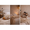 Ver imagem 4 de Cama Casal Estofada Valentina 1.40m Moderna Linha Alta para Quarto em Linho Off