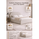 Ver imagem 3 de Cama Casal Estofada Valentina 1.40m Moderna Linha Alta para Quarto em Linho Off