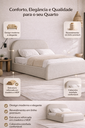 Ver imagem 3 de Cama Casal Estofada Valentina 1.40m Moderna Linha Alta para Quarto em Linho Off