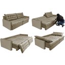 Ver imagem 7 de Sofá sem Caixa Retrátil Reclinável 2.55m Cama Inbox Versátil com Pillow Top e Molas Velusoft Bege