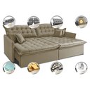 Ver imagem 4 de Sofá sem Caixa Retrátil Reclinável 2.55m Cama Inbox Versátil com Pillow Top e Molas Velusoft Bege