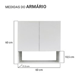 Módulo Suspenso 2 Portas Parede Armário Aéreo Para Lavanderia - 3