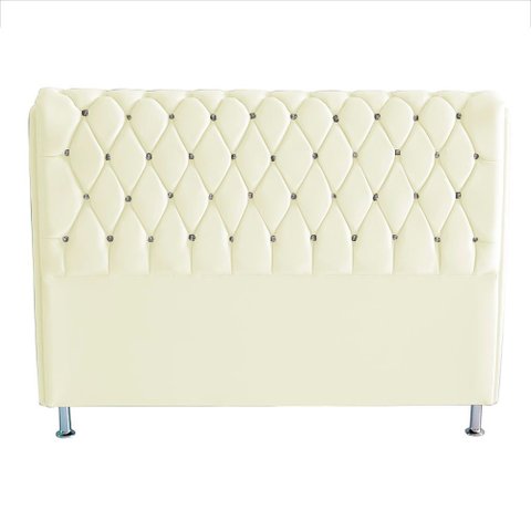 Cabeceira de Cama Box Londres Casal Queen 160 Cm Suede Botão de Strass Branco do Lar Móveis e Decora