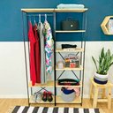Ver imagem 1 de Armário Arara Closet Completo Modular Slim Natural e Preto
