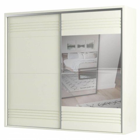 Roupeiro Menfis 2 Portas com Espelho Cor Off White 267cm - 66718