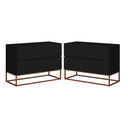 Ver imagem 1 de Conjunto 2 Mesas de Apoio de Cabeceira Eros 60cm Base Metálica Cobre para Quarto Moderno:preto