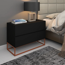 Ver imagem 2 de Conjunto 2 Mesas de Apoio de Cabeceira Eros 60cm Base Metálica Cobre para Quarto Moderno:preto