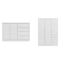 Ver imagem 2 de Kit 2 Peças com Guarda-Roupa 3 Portas e Cômoda 4 Gavetas 100% MDF 165cm Linha Pérola
