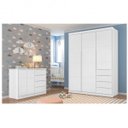 Ver imagem 1 de Kit 2 Peças com Guarda-Roupa 3 Portas e Cômoda 4 Gavetas 100% MDF 165cm Linha Pérola