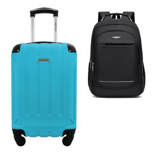 Kit Mala de Viagem Bordo Tamanho Pp Rígida em Abs Cadeado Segredo Rodas 360º Gladiador A5mb2 com Moc