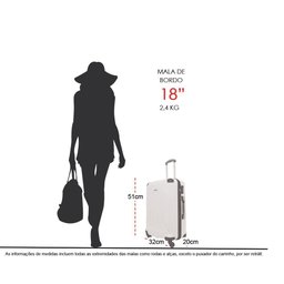 Kit Mala de Viagem Bordo Tamanho Pp Rígida em Abs Cadeado Segredo Rodas 360º Gladiador A5mb2 com Moc - 5