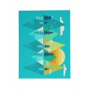 Ver imagem 1 de Quadro Decorativo Abstrato-montanhas e Sol em Tons de Azul