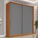 Ver imagem 1 de Guarda-roupa Casal Porto 2 Portas 2 Gavetas Freijó/cinza - Politorno
