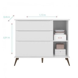 Quarto Infantil com Guarda Roupa 3 Portas 2 Gavetas e Cômoda 3 Gavetas 1 Porta Melinda  - 11