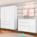 Ver imagem 1 de Quarto Infantil com Guarda Roupa 3 Portas 2 Gavetas e Cômoda 3 Gavetas 1 Porta Melinda