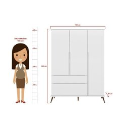 Quarto Infantil com Guarda Roupa 3 Portas 2 Gavetas e Cômoda 3 Gavetas 1 Porta Melinda  - 8