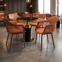 Ver imagem 2 de Conjunto Mesa de Jantar Redonda Imperial 70cm Preta com 4 Cadeiras Estofadas Marcela - Marrom