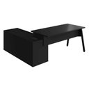 Ver imagem 4 de Mesa L Diretor Escritório com Armário Lateral 3 Gavetas 200cm Industrial Tampo Cavado e Pés Metal Executive Preto