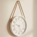 Ver imagem 3 de Relógio Parede Decorativo Redondo Branco com Alça Corda 30cm