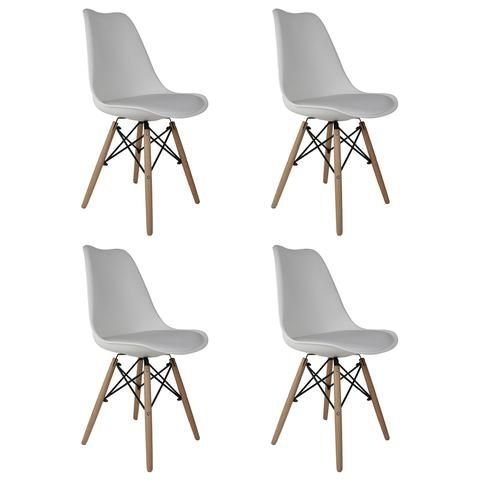 Kit com 4 Cadeiras Saarinen Branca com Pés de Madeira Design Moderno e Elegante