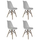 Ver imagem 1 de Kit com 4 Cadeiras Saarinen Branca com Pés de Madeira Design Moderno e Elegante