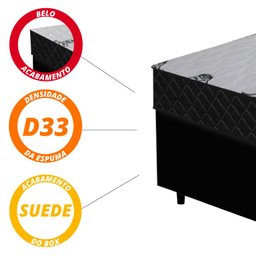 Cama Box Casal Colchão Espuma D33 Firme Duo 138x188x60cm - 5