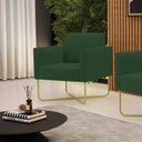 Ver imagem 2 de Poltrona Base X Industrial Dourado Marisa Veludo Verde D03 - D'Rossi