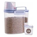 Ver imagem 1 de Pote C/ Medidor 1.5 L Cereal Ração Grãos Hermético Dispenser Branco