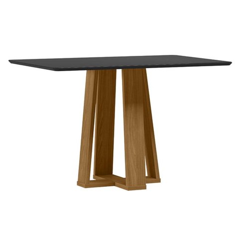 Mesa de Jantar Rubi 120x80 Cm com Vidro Ype Damasco Preto – New Ceval
