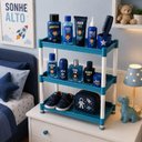 Ver imagem 5 de Organizador Infantil Azul 3 Andares Estante Nicho Brinquedos Livros Roupas Sapatos Cesto Vazado