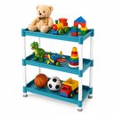 Ver imagem 1 de Organizador Infantil Azul 3 Andares Estante Nicho Brinquedos Livros Roupas Sapatos Cesto Vazado
