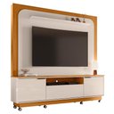 Ver imagem 1 de Estante Home Theater Nilo Cinamomo/off White para Tv até 75” com Rodízios - Madetec