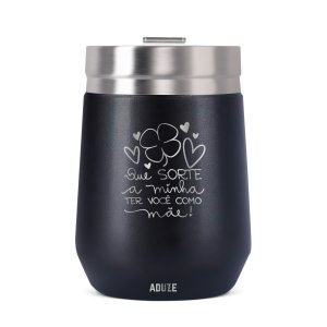 Copo Térmico Aduze Cuia Prime Sorte Ter Você Mãe 300ml - Preto