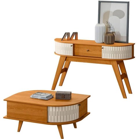 Kit Aparador Histórico e Mesa de Centro Índia Cinamomo/off White