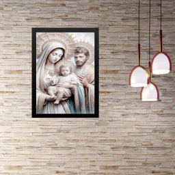 Quadro Sagrada Família - Prateada 24x18cm:moldura Branca - 1