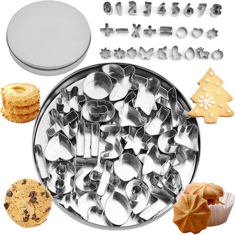 Kit Cortadores de Biscoito Inox 26 Peças Números e Formas